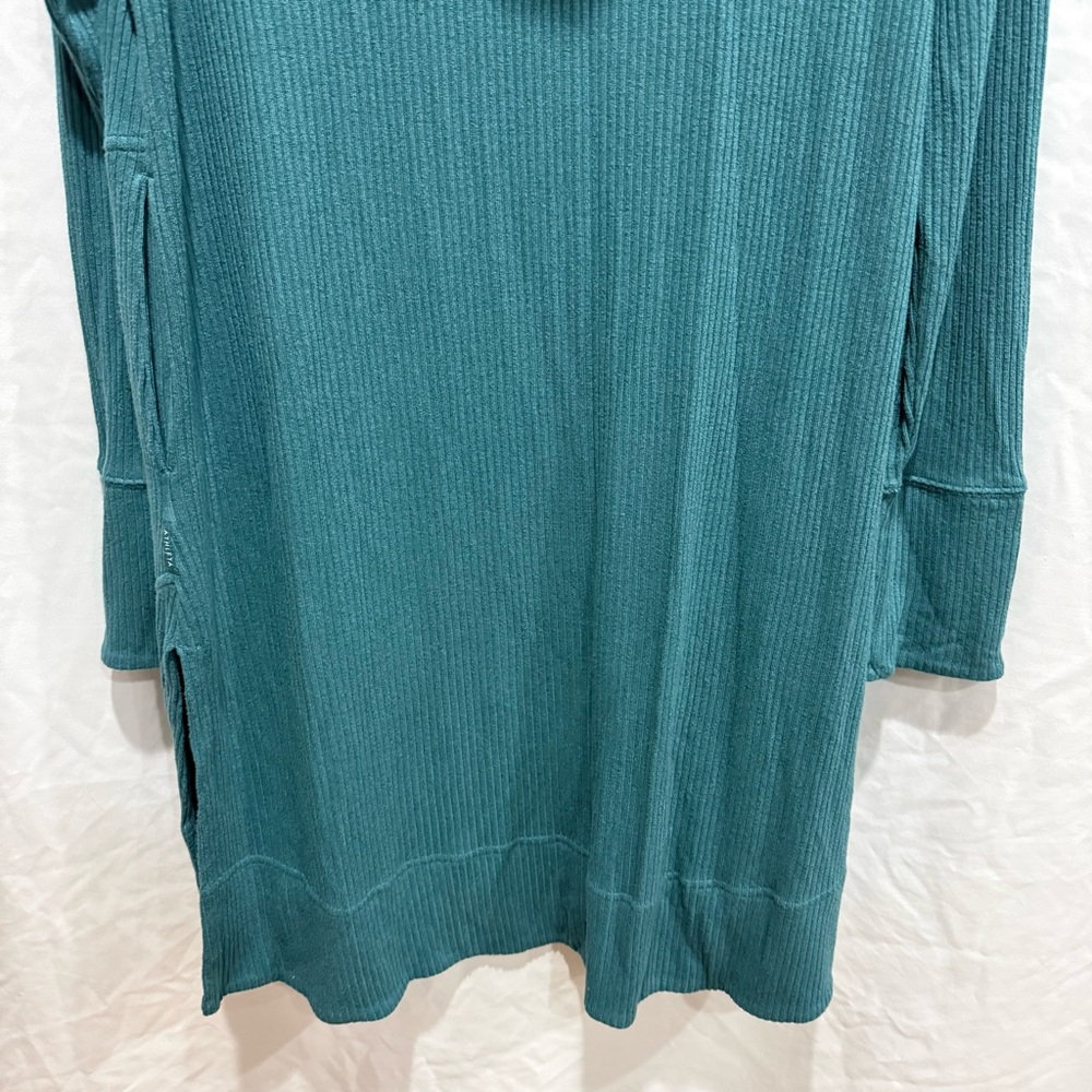 Athleta Harmony Pose Wrap Long Cardigan Hoodie‎ Teal Blue Large Oversized Lounge - Picture 10 of 11